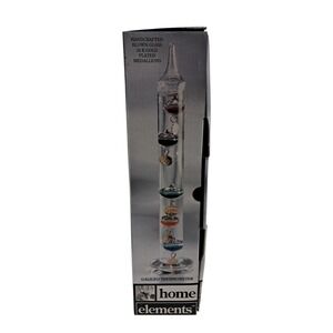 13" Tall Galileo Thermometer Home Elements Handcrafted Blown Glass 24k Gold Plat
